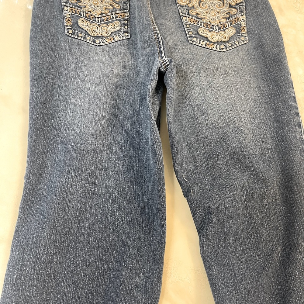 Earl Blue Jeans With Bling & Rhinestones Waist 34 Length 38 C: Blue S 14 Short